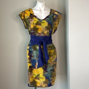 Maeve Water Color All Silk Sheath Dress size 12 EUC